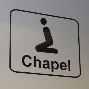 Photo of a sign reading "Chapel"